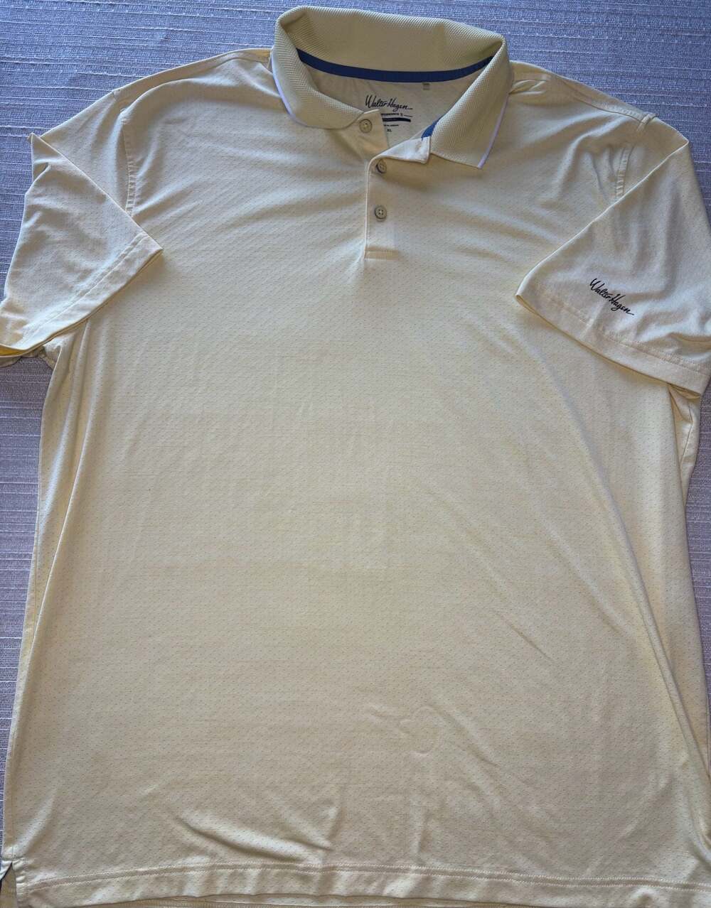 Walter Hagen Performance Athletic Fit Men's Yellow Textured Golf Polo Shirt